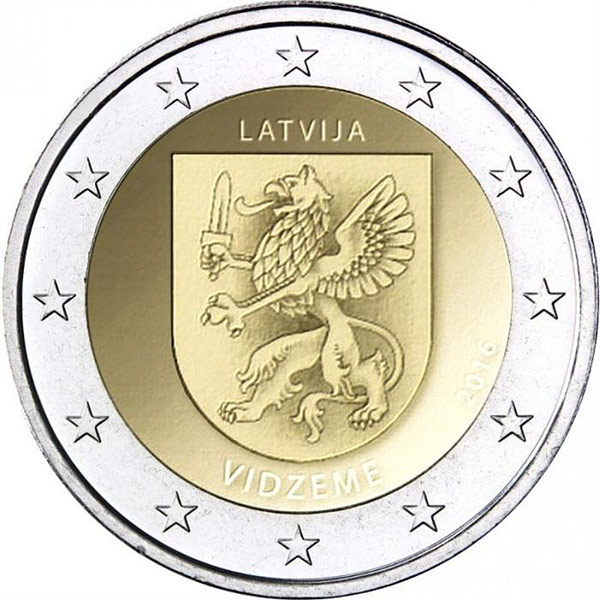 Image of 2 euro coin - Vidzeme  | Latvia 2016
