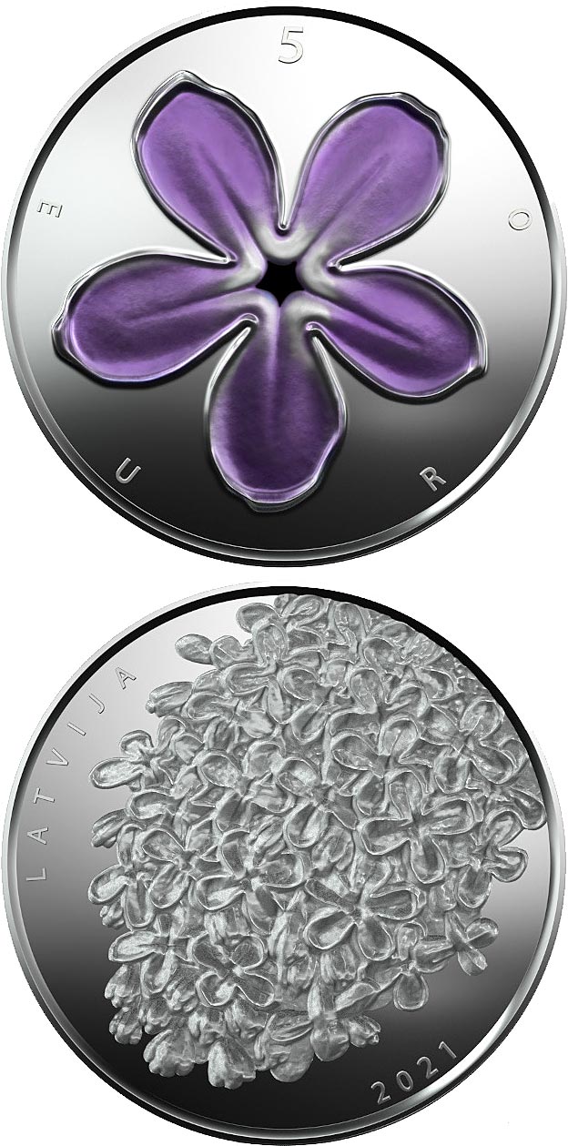 Image of 5 euro coin - Coin of Luck | Latvia 2021.  The Silver coin is of Proof quality.