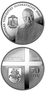 50 litas coin Cardinal Vincentas Sladkevicius (1920–2000)  | Lithuania 2005