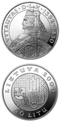 Image of 100 litas coin - Vytautas, the Grand Duke of Lithuania | Lithuania 2000