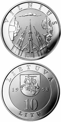Image of 10 litas coin - Vilnius  | Lithuania 1998