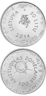 50 litas coin 300th Anniversary of the Birth of Kristijonas Donelaitis | Lithuania 2014