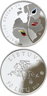 50 litas coin 25th anniversary of the Baltic Way | Lithuania 2014
