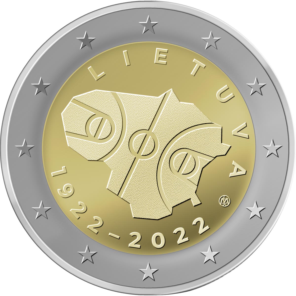 Image of 2 euro coin - 100 years of basketball in Lithuania | Lithuania 2022