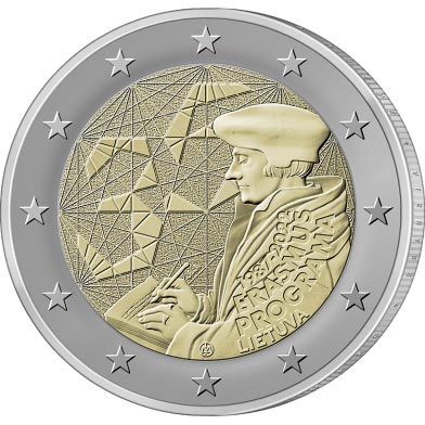 Image of 2 euro coin - 35th Anniversary of the Erasmus Programme | Lithuania 2022