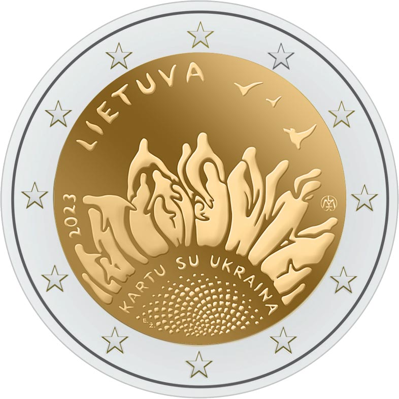 Image of 2 euro coin - Together with Ukraine | Lithuania 2023