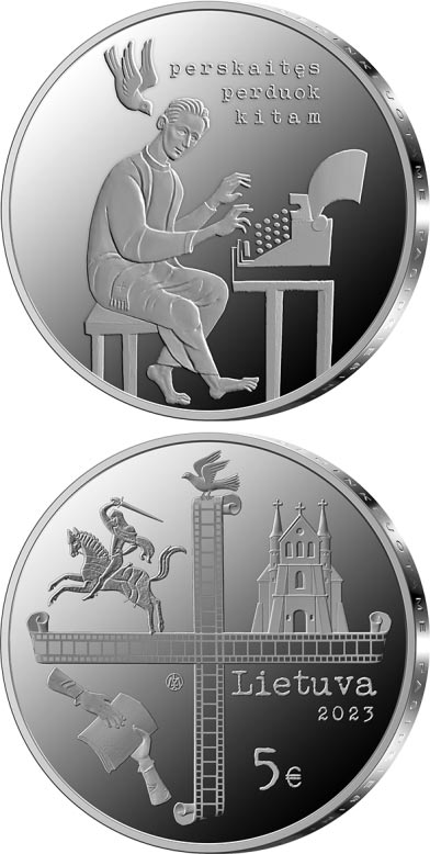 Image of 5 euro coin - The role of the Lithuanian Catholic Church in unarmed resistance
 | Lithuania 2023.  The Silver coin is of Proof quality.