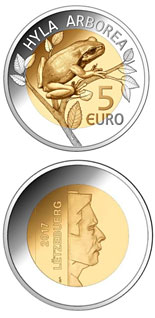 5 euro coin European Tree Frog (Hyla Arborea) | Luxembourg 2017