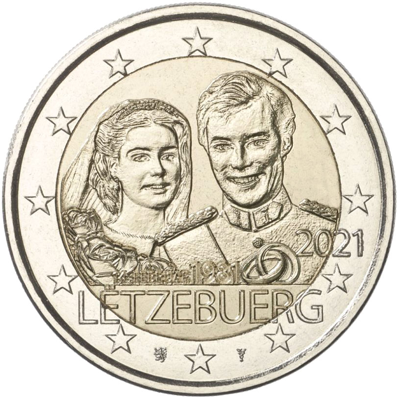 Image of 2 euro coin - 40th anniversary of birth Grand Duke William II | Luxembourg 2021