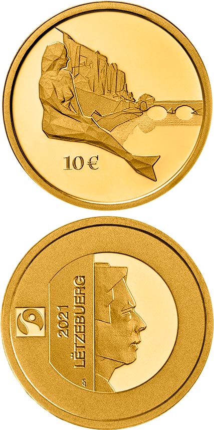 Image of 10 euro coin - Melusine | Luxembourg 2021.  The Gold coin is of Proof quality.