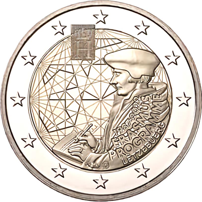 Image of 2 euro coin - 35th Anniversary of the Erasmus Programme | Luxembourg 2022
