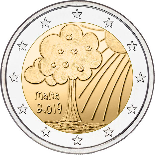 Image of 2 euro coin - Solidarity children - Nature | Malta 2019