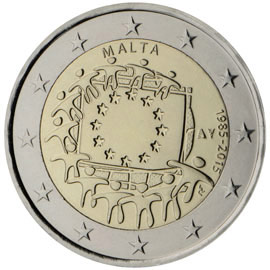 Image of 2 euro coin - The 30th anniversary of the EU flag | Malta 2015