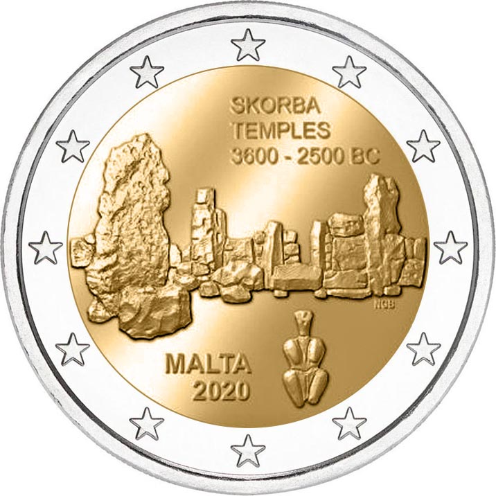 Image of 2 euro coin - Skorba Temples | Malta 2020