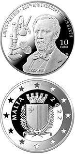 10 euro coin 200th Anniversary of the Birth of Louis Pasteur | Malta 2022