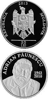 50 leu coin Adrian Paunescu | Moldova 2013