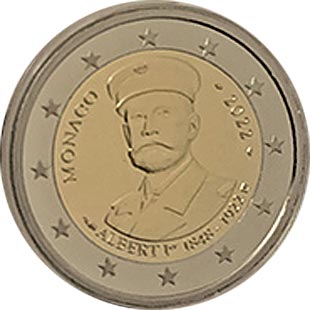 Image of 2 euro coin - Centenary of the Prince Albert I. of Monaco | Monaco 2022