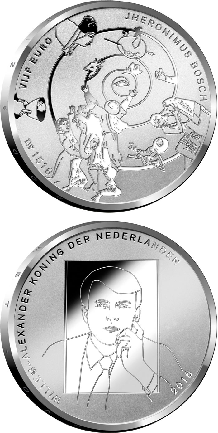 Image of 5 euro coin - Hieronymus Bosch 500 Years | Netherlands 2016