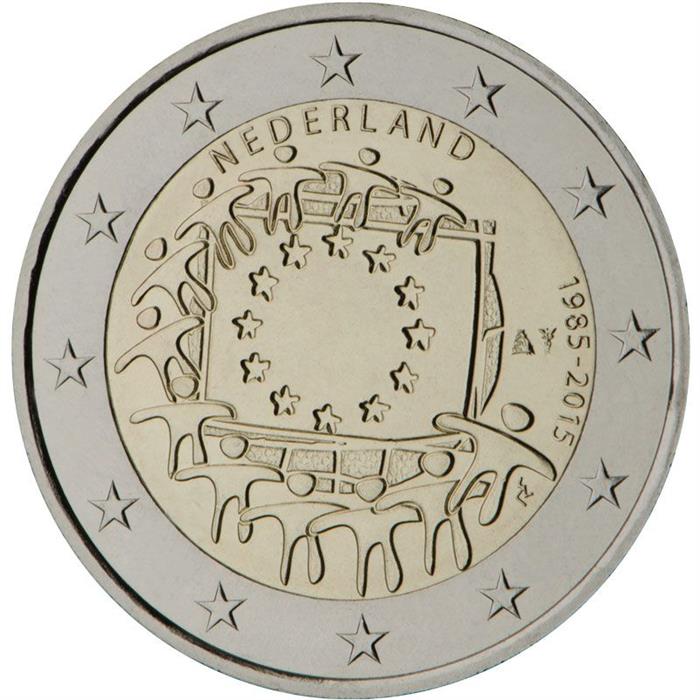 Image of 2 euro coin - The 30th anniversary of the EU flag | Netherlands 2015