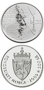 200 krone coin 150th anniversary of Knut Hamsun’s birth  | Norway 2009