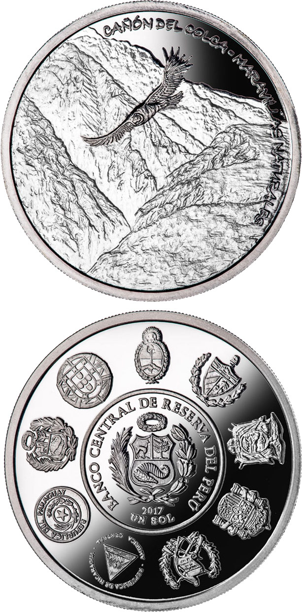 Image of 1 Nuevo Sol coin - Wonders of nature | Peru 2017.  The Silver coin is of Proof quality.