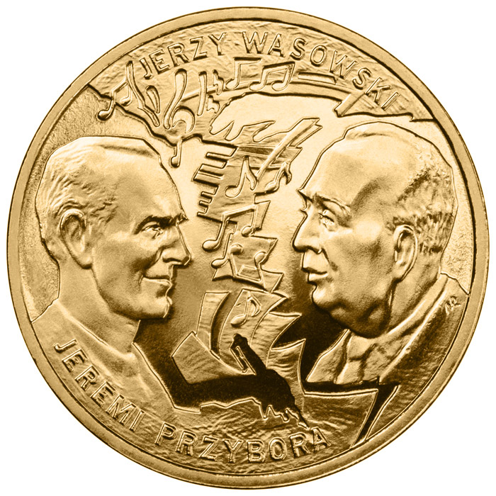 Image of 2 zloty coin - Jeremi Przybora, Jerzy Wasowski  | Poland 2011.  The Nordic gold (CuZnAl) coin is of UNC quality.