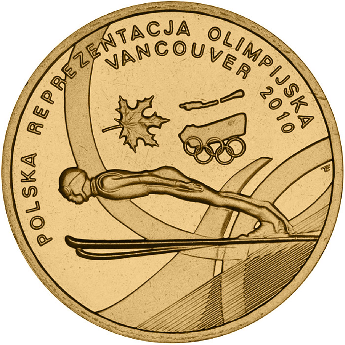 Image of 2 zloty coin - Polish Olympic Team Vancouver 2010  | Poland 2010.  The Nordic gold (CuZnAl) coin is of UNC quality.