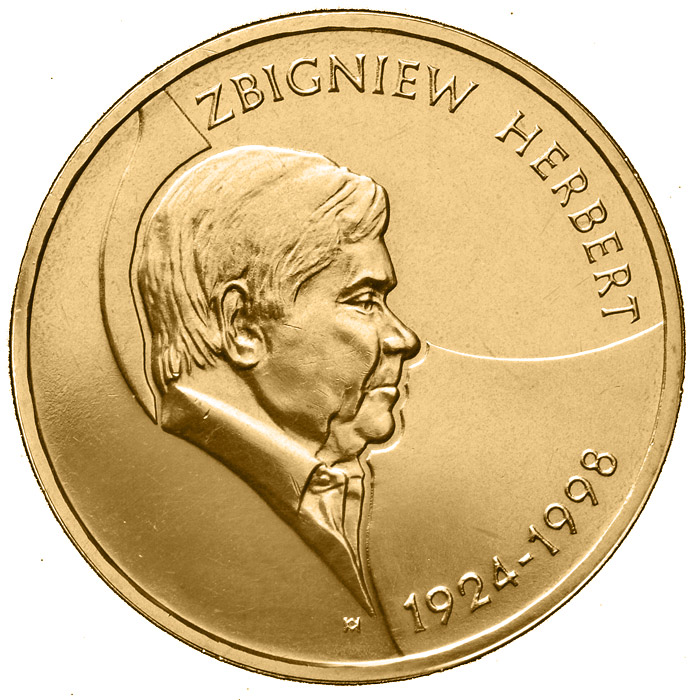 Image of 2 zloty coin - Zbigniew Herbert (1924 - 1998)  | Poland 2008.  The Nordic gold (CuZnAl) coin is of UNC quality.