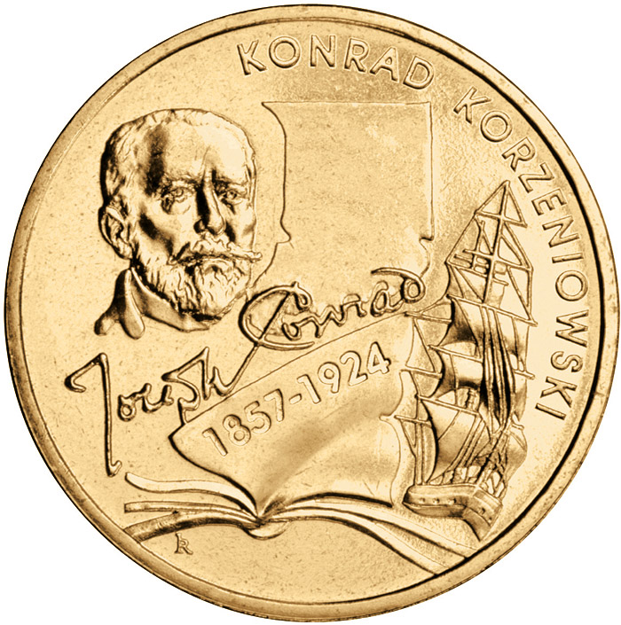 Image of 2 zloty coin - Konrad Korzeniowski/Joseph Conrad  | Poland 2007.  The Nordic gold (CuZnAl) coin is of UNC quality.