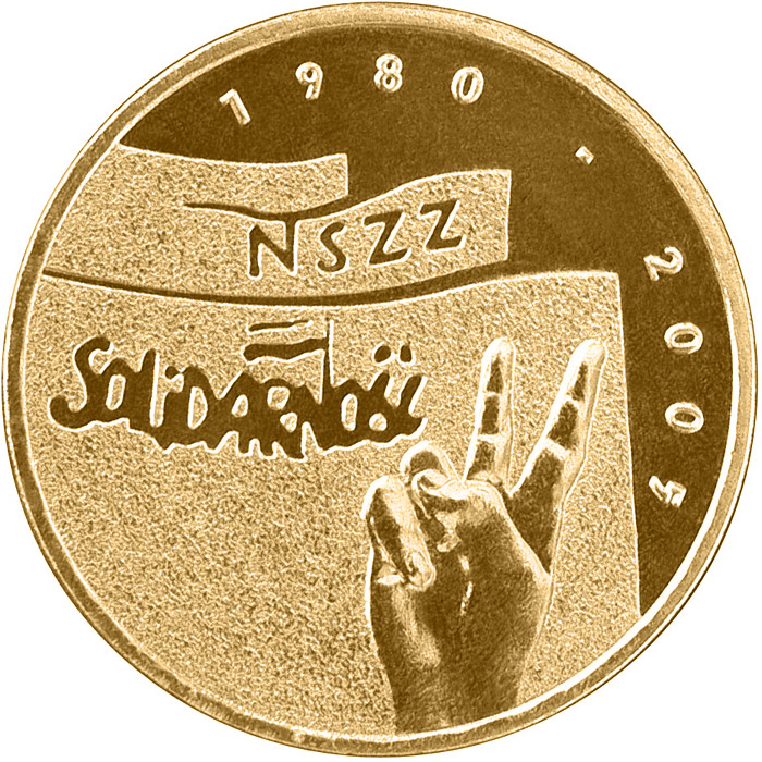 Image of 2 zloty coin - The 25th Anniversary of forming the Solidarity Trade Union  | Poland 2005.  The Nordic gold (CuZnAl) coin is of UNC quality.