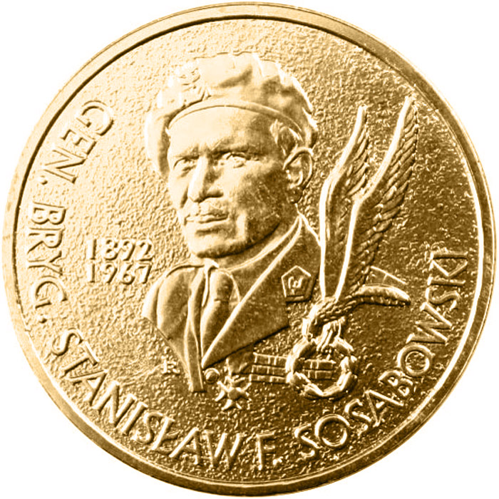 Image of 2 zloty coin - General Stanisław F. Sosabowski  | Poland 2004.  The Nordic gold (CuZnAl) coin is of UNC quality.