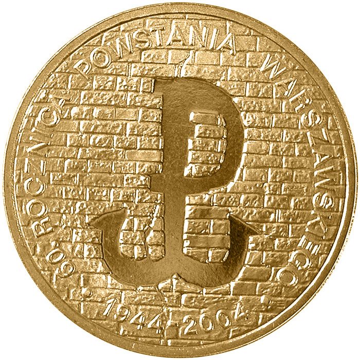 Image of 2 zloty coin - 60th Anniversary of the Warsaw Uprising  | Poland 2004.  The Nordic gold (CuZnAl) coin is of UNC quality.