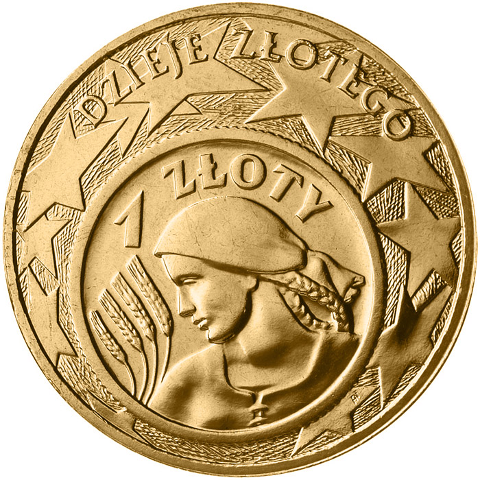 Image of 2 zloty coin - History of the Polish Zloty  | Poland 2004.  The Nordic gold (CuZnAl) coin is of UNC quality.