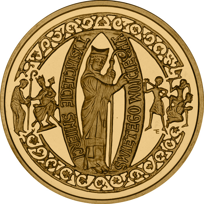 Image of 2 zloty coin - Św. Wojciech - 1000-lecie męczeńskiej śmierci | Poland 1997.  The Nordic gold (CuZnAl) coin is of UNC quality.