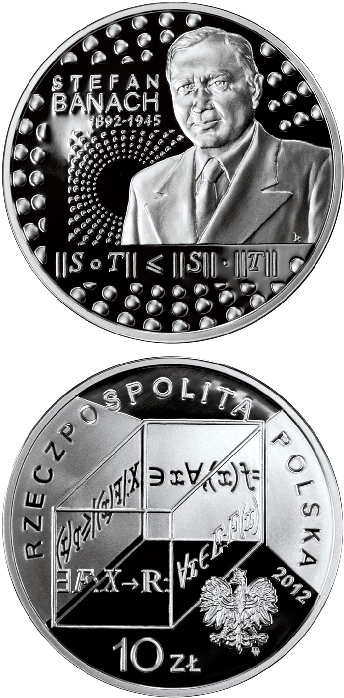 Image of 10 zloty coin - Stefan Banach | Poland 2012.  The Silver coin is of Proof quality.