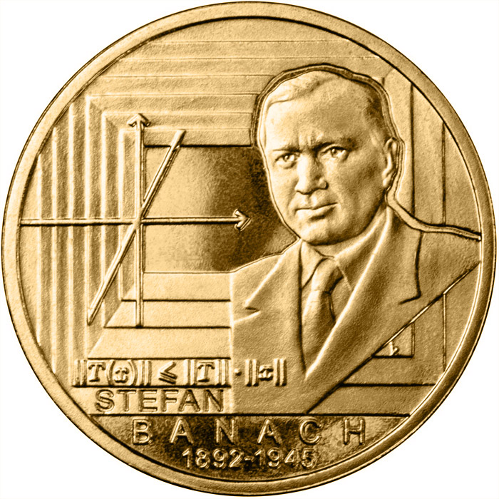 Image of 2 zloty coin - Stefan Banach | Poland 2012.  The Nordic gold (CuZnAl) coin is of UNC quality.