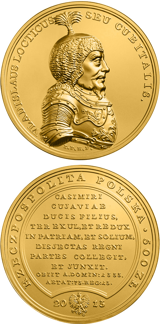 Image of 500 zloty coin - Wladyslaw the Short | Poland 2013.  The Gold coin is of BU quality.
