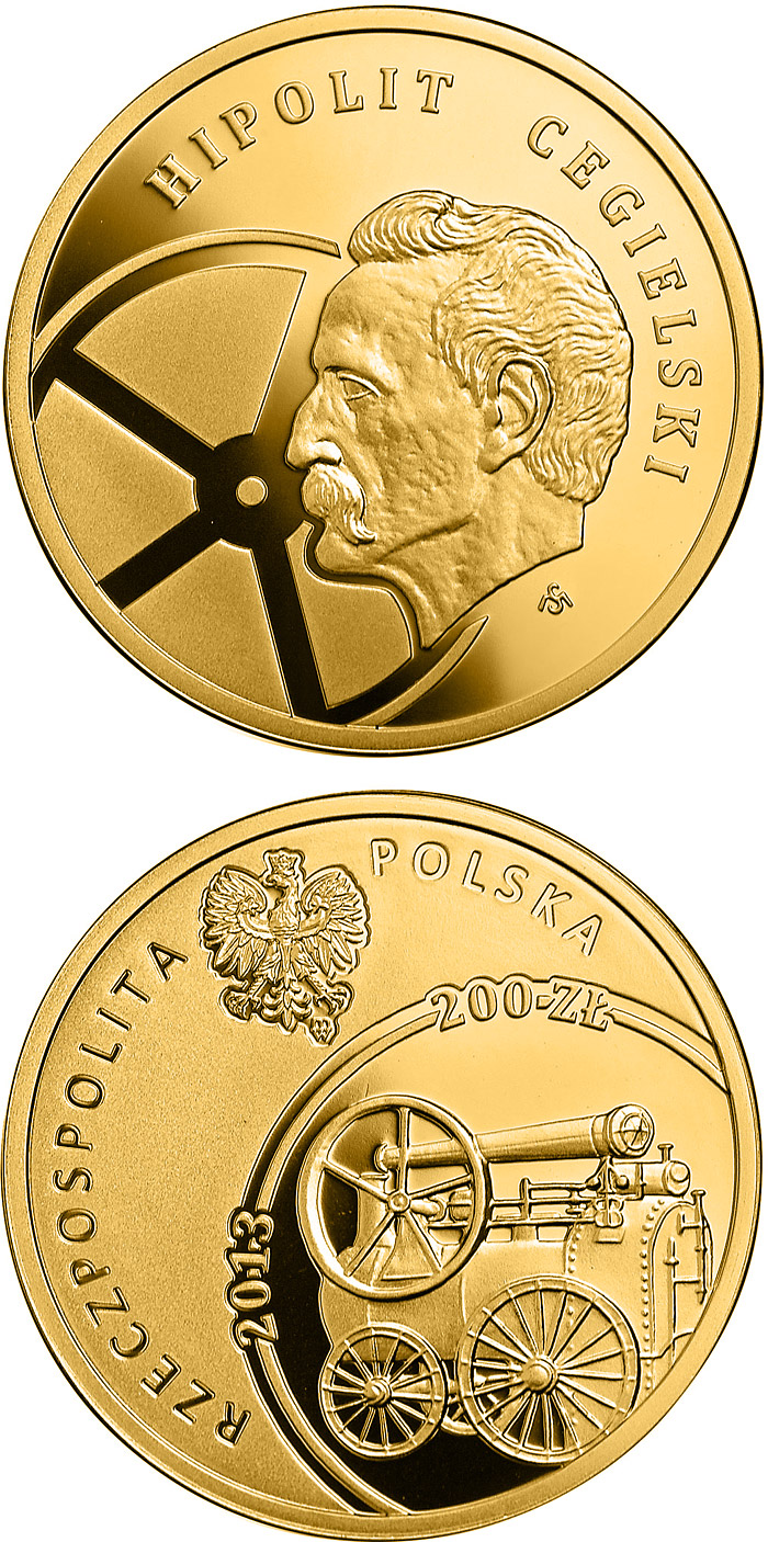 Image of 200 zloty coin - 200th Anniversary of the Birth of Hipolit Cegielski | Poland 2013.  The Gold coin is of Proof quality.