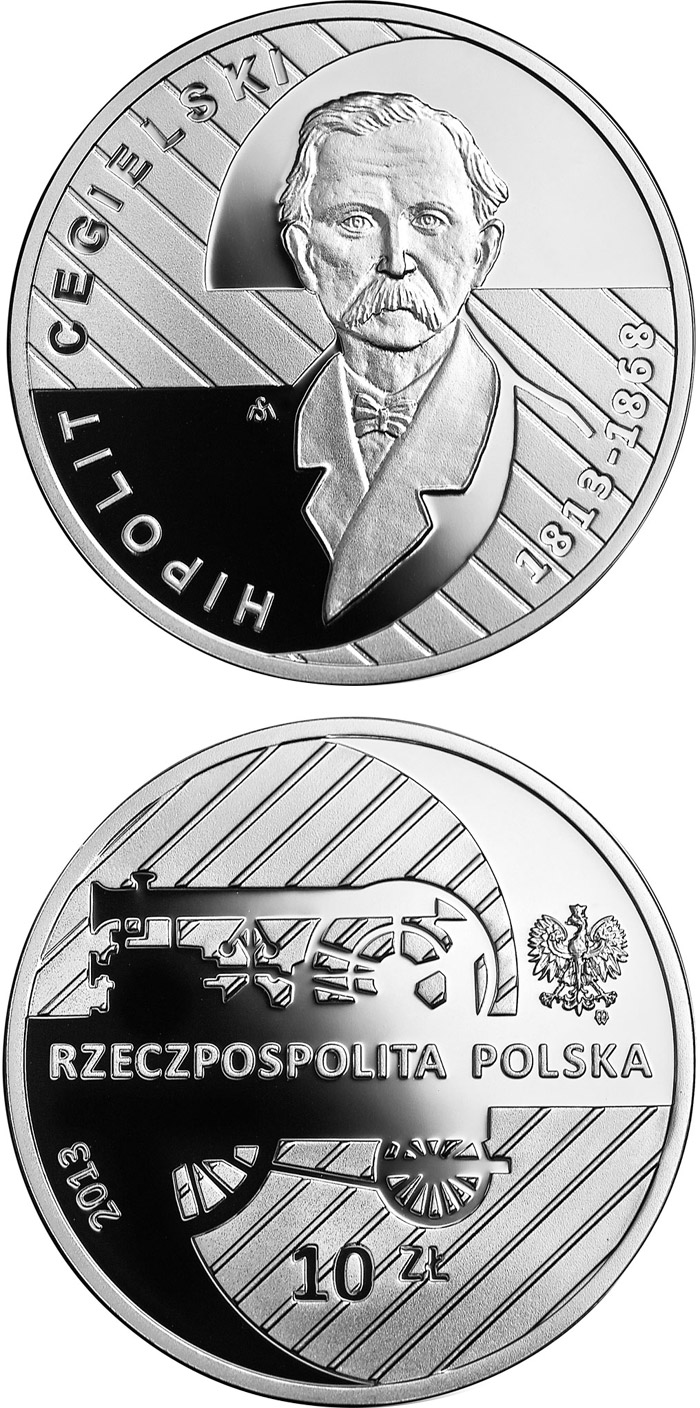 Image of 10 zloty coin - 200th Anniversary of the Birth of Hipolit Cegielski | Poland 2013.  The Silver coin is of Proof quality.