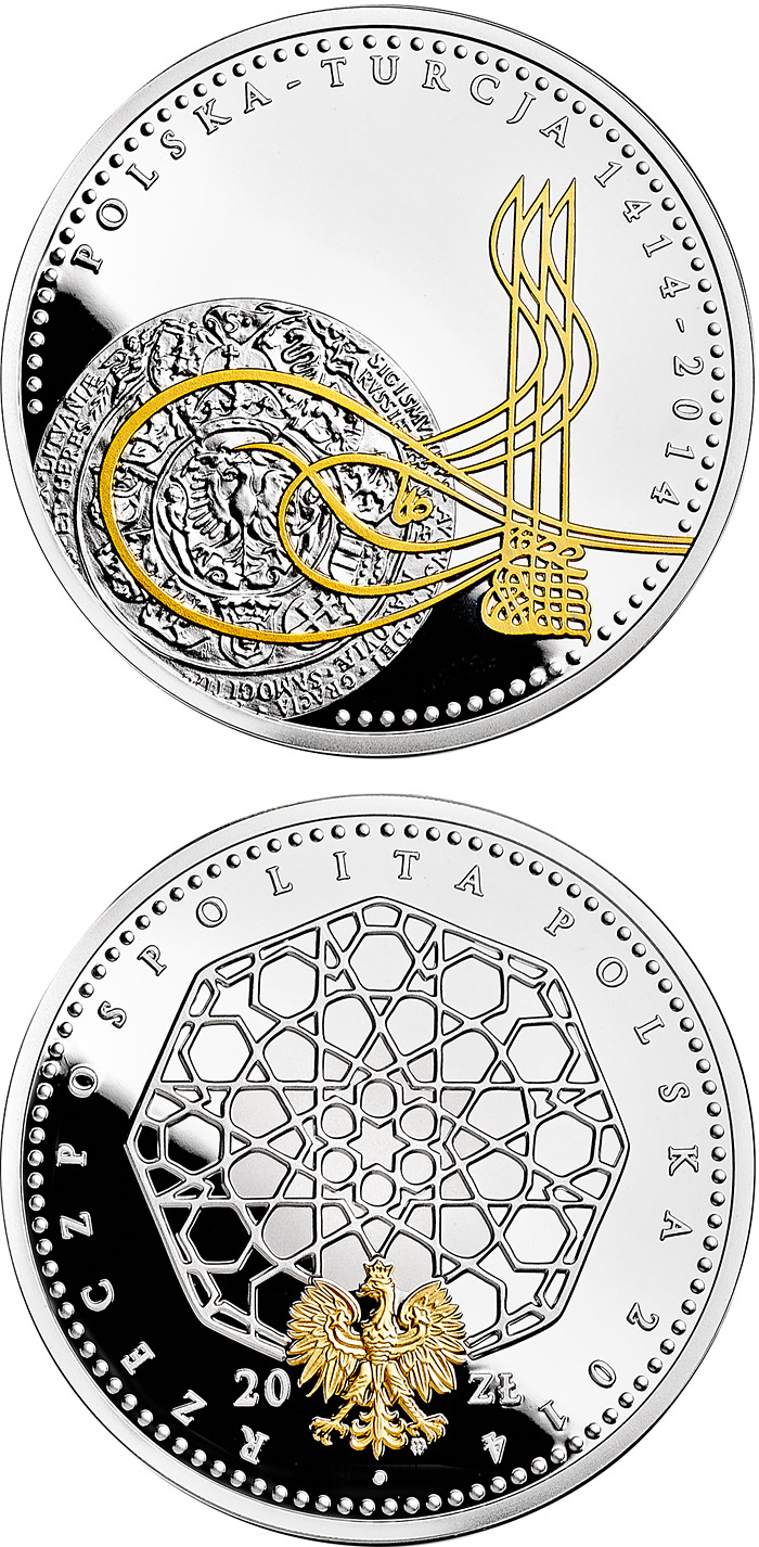 Image of 20 zloty coin - 600 years of Polish-Turkish diplomatic relations  | Poland 2014.  The Silver coin is of Proof quality.