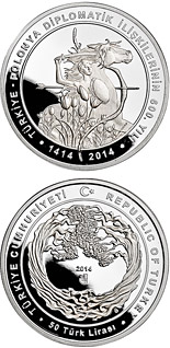 50 TRY coin 600 years of Polish-Turkish diplomatic relations  | Poland 2014
