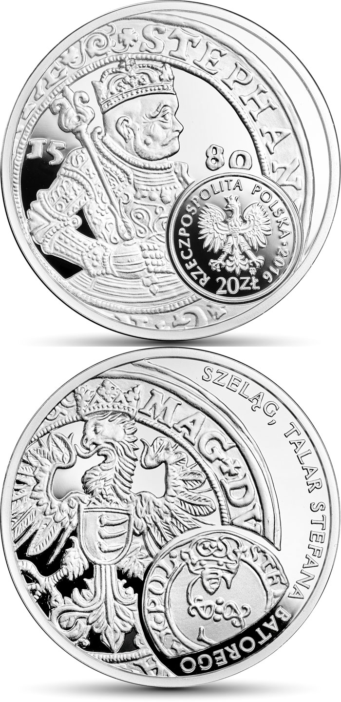 Image of 20 zloty coin - Schilling and the thaler of King Stephen Bathory  | Poland 2016.  The Silver coin is of Proof quality.