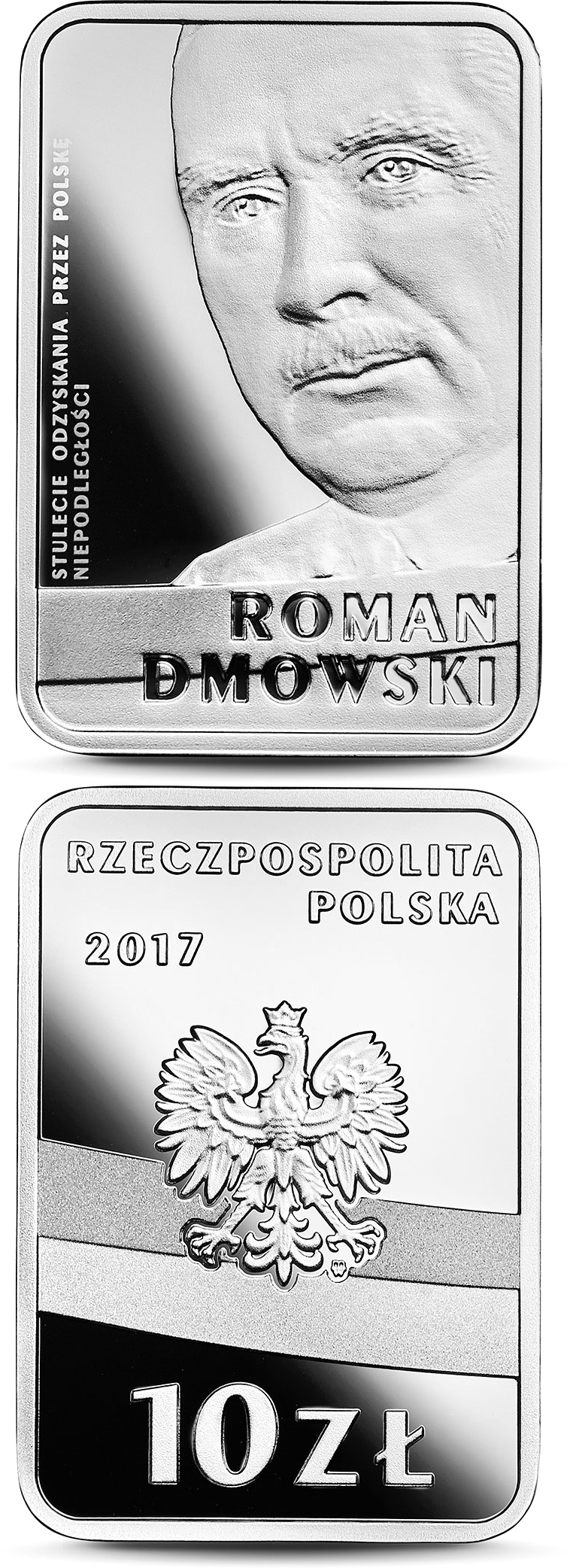 Image of 10 zloty coin - 100th Anniversary of Regaining Independence by Poland – Roman Dmowski | Poland 2017.  The Silver coin is of Proof quality.