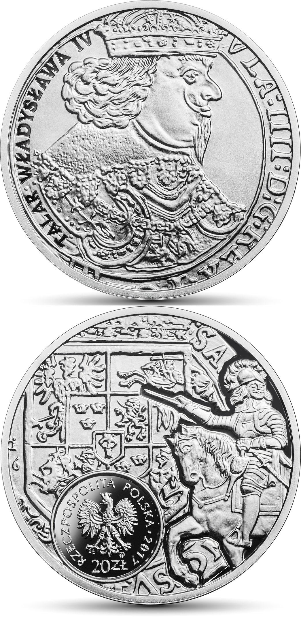 Image of 20 zloty coin - The thaler of Ladislas Vasa  | Poland 2017.  The Silver coin is of Proof quality.