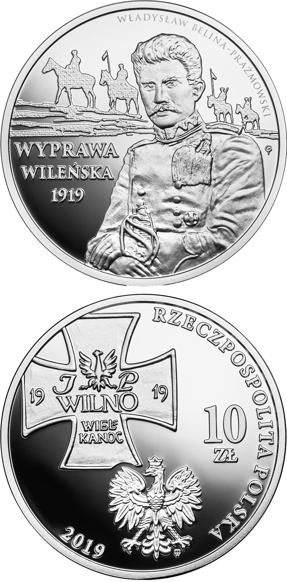 Image of 10 zloty coin - Vilnius Offensive | Poland 2019.  The Silver coin is of Proof quality.