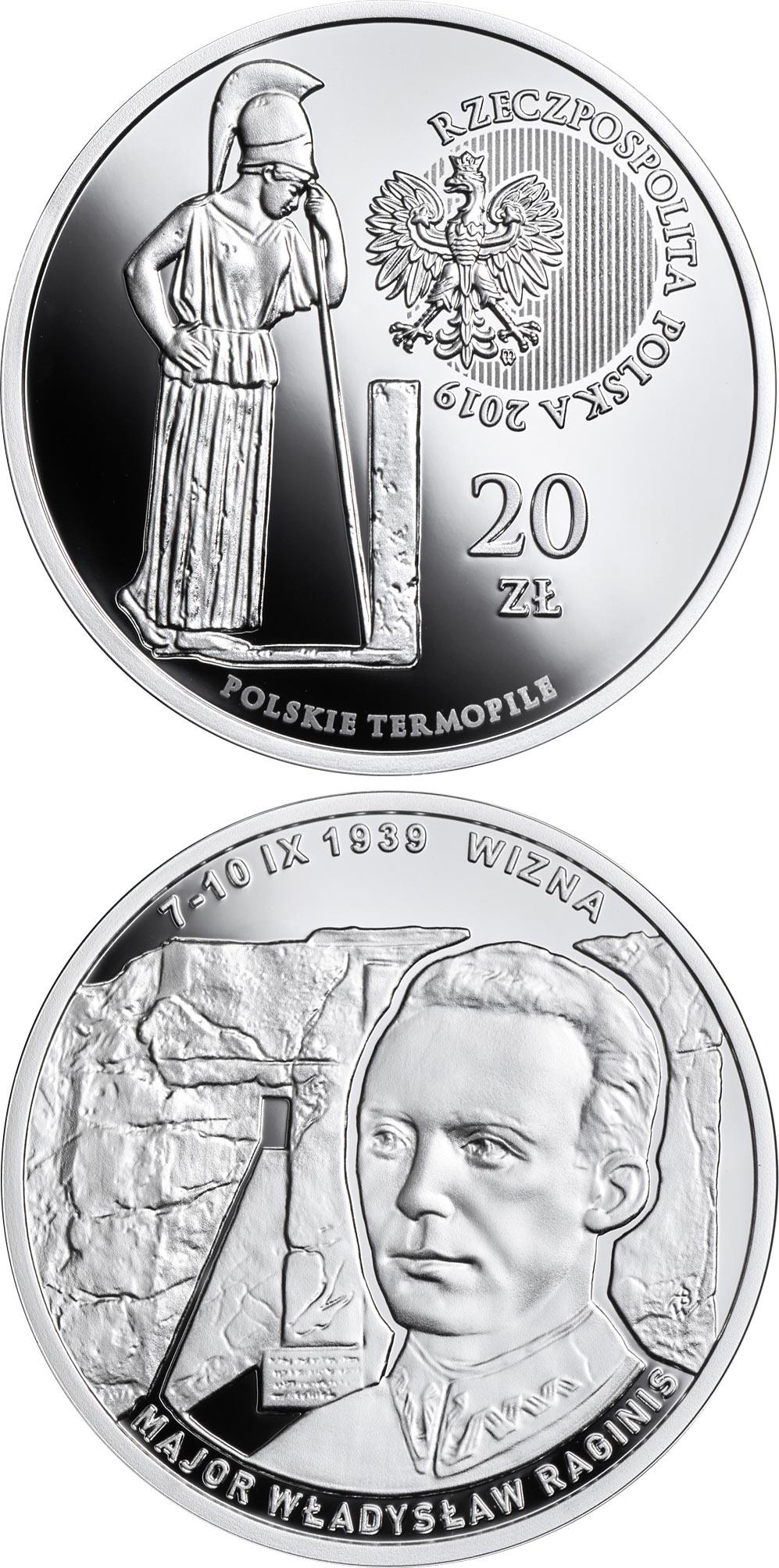 Image of 20 zloty coin - Wizna  | Poland 2019.  The Silver coin is of Proof quality.