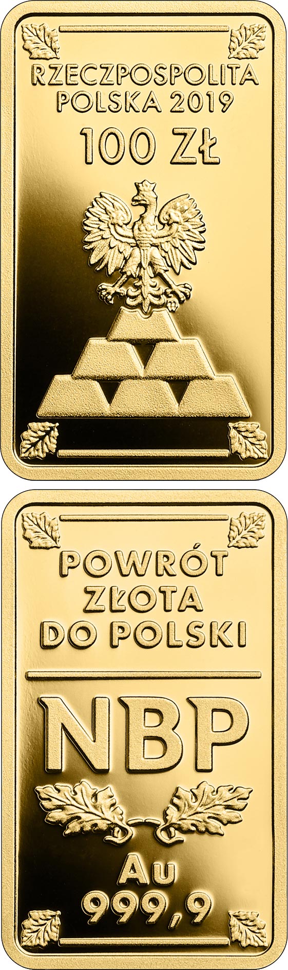 Image of 100 zloty coin - The Return of Gold to Poland | Poland 2019.  The Silver coin is of Proof quality.