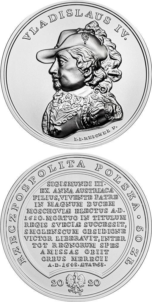 Image of 50 zloty coin - Ladislas Vasa | Poland 2020.  The Silver coin is of BU quality.
