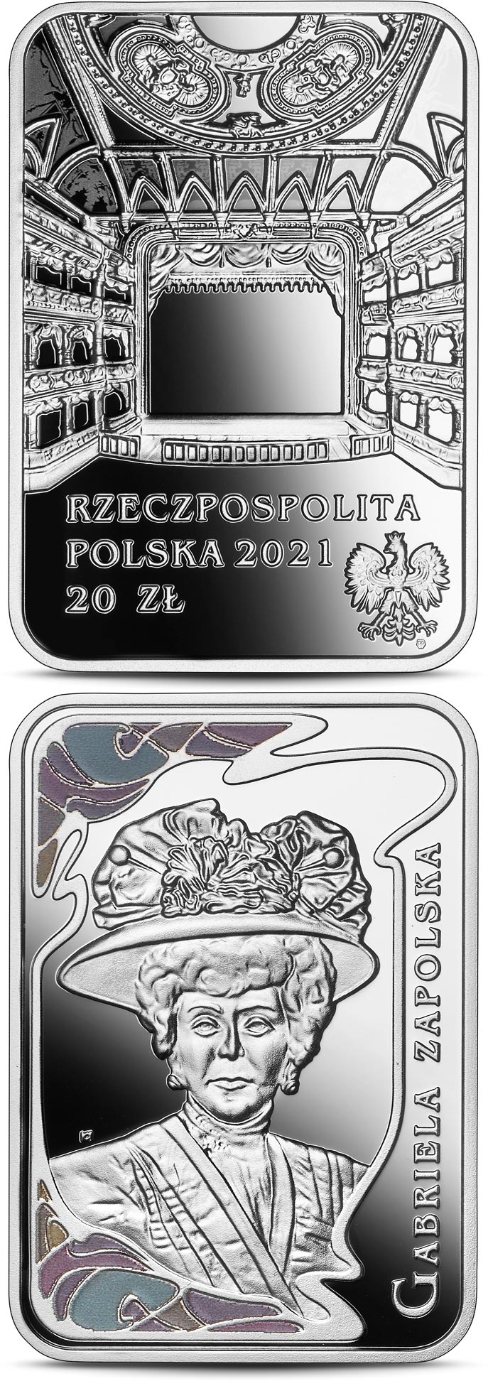 Image of 20 zloty coin - Gabriela Zapolska | Poland 2021.  The Silver coin is of Proof quality.