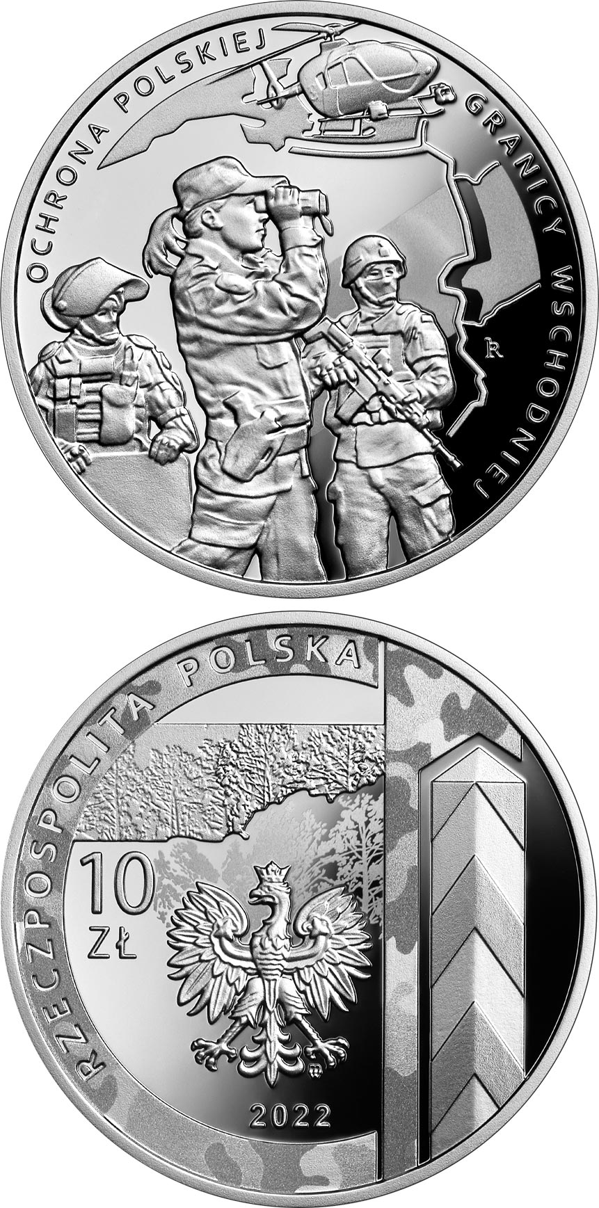 Image of 10 zloty coin -  Protection of Poland’s Eastern Border  | Poland 2022.  The Silver coin is of Proof quality.